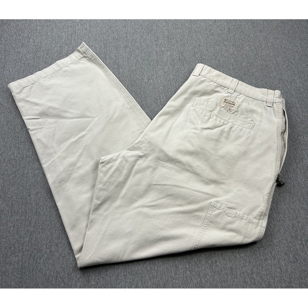 Columbia Pants Mens 40x30 Rugged Outdoor Chino Hiking Utility Khaki Lt Cream